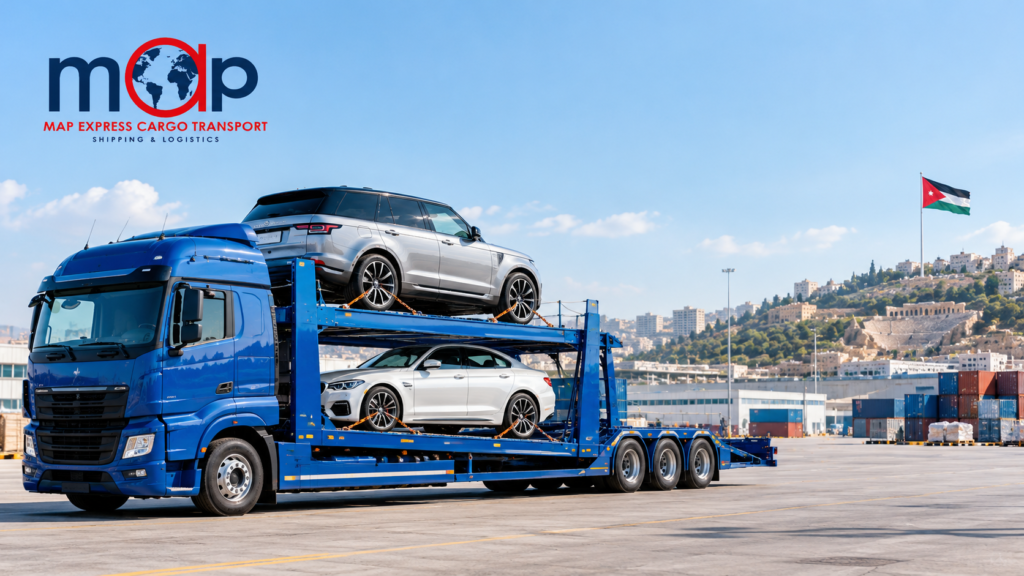 شحن سيارات من الإمارات إلى الأردن - MapExpress Cargo